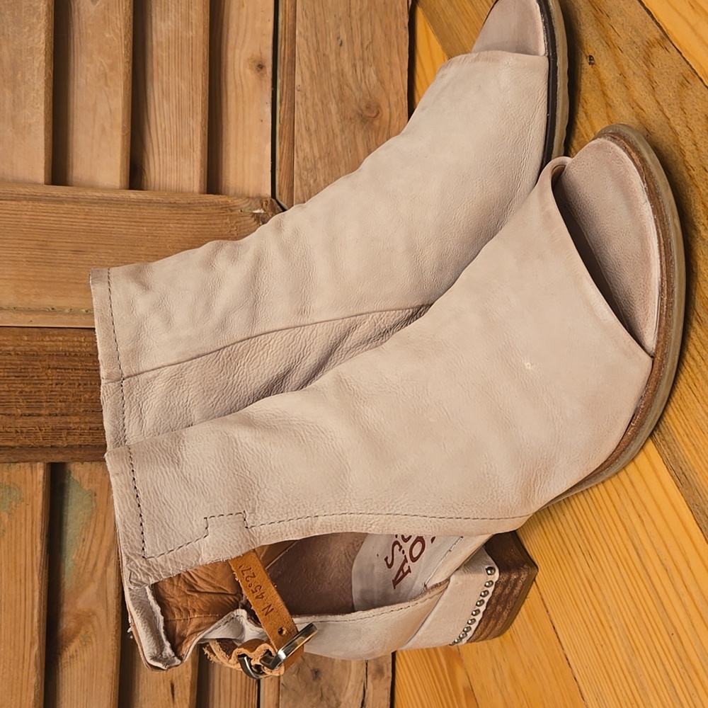 A.S.98 MORGAN Cream Leather Sandals / Peep Toe Booties